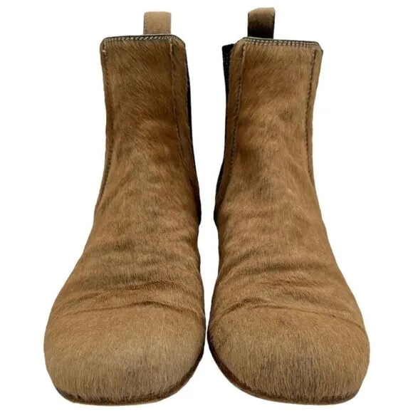 Chanel Pony Hair Block Heel Ankle Booties Boots