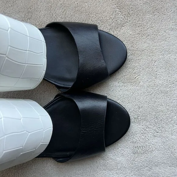 Charles By Charles David Black &amp; White Slide Stiletto Heeled Sandal Women 10
