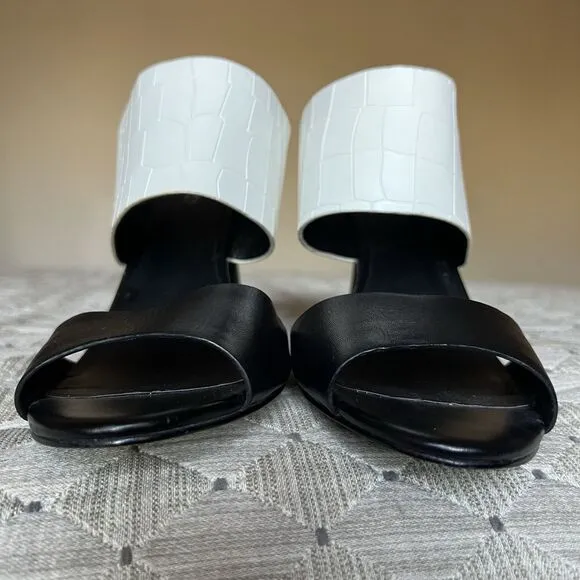 Charles By Charles David Black &amp; White Slide Stiletto Heeled Sandal Women 10