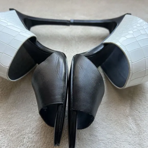 Charles By Charles David Black &amp; White Slide Stiletto Heeled Sandal Women 10