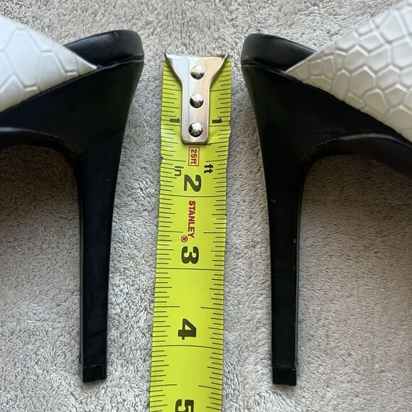 Charles By Charles David Black &amp; White Slide Stiletto Heeled Sandal Women 10