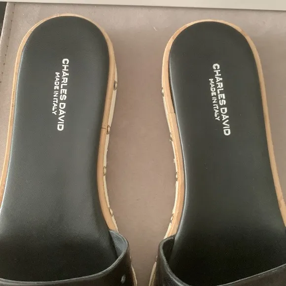 Charles David Space Perforated Studded Slide Sandals size 10 US/ 41 EU
