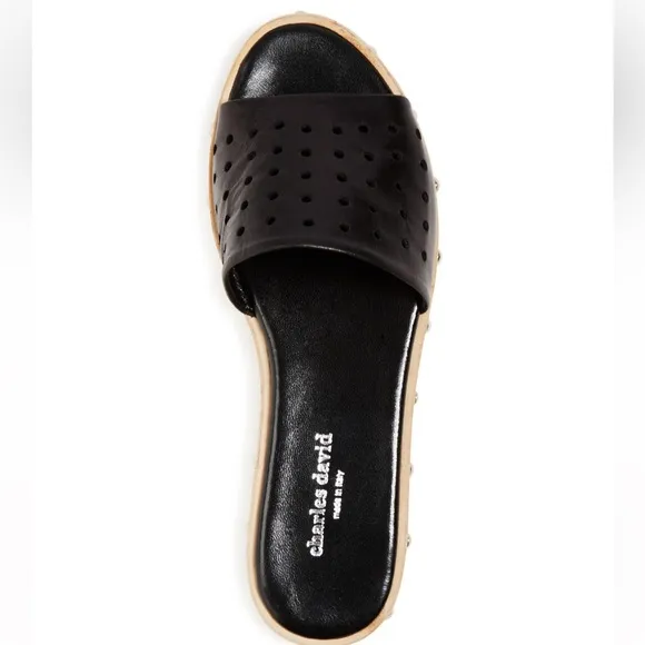 Charles David Space Perforated Studded Slide Sandals size 10 US/ 41 EU