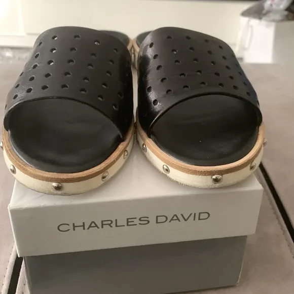 Charles David Space Perforated Studded Slide Sandals size 10 US/ 41 EU