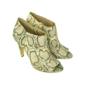 Charles Jourdan Retro Beige Paris Valentine Snakeskin Stiletto Boots Size 9