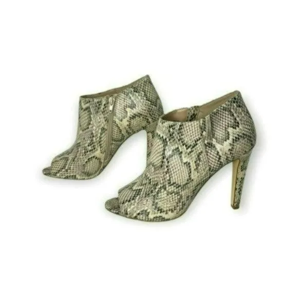 Charles Jourdan Retro Beige Paris Valentine Snakeskin Stiletto Boots Size 9