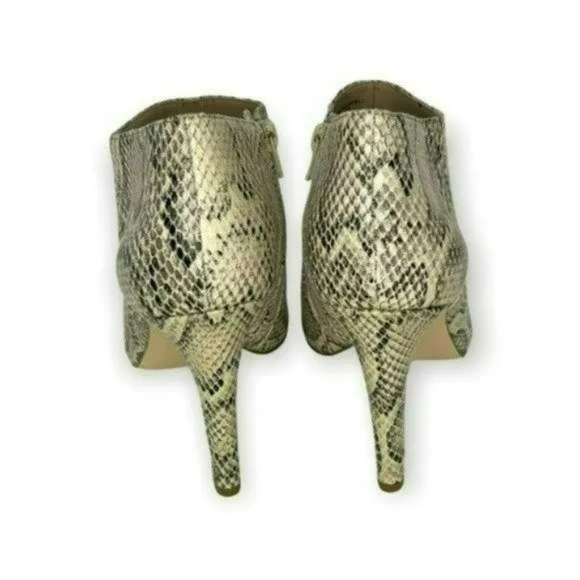 Charles Jourdan Retro Beige Paris Valentine Snakeskin Stiletto Boots Size 9
