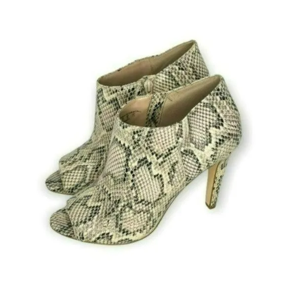 Charles Jourdan Retro Beige Paris Valentine Snakeskin Stiletto Boots Size 9