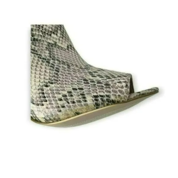 Charles Jourdan Retro Beige Paris Valentine Snakeskin Stiletto Boots Size 9