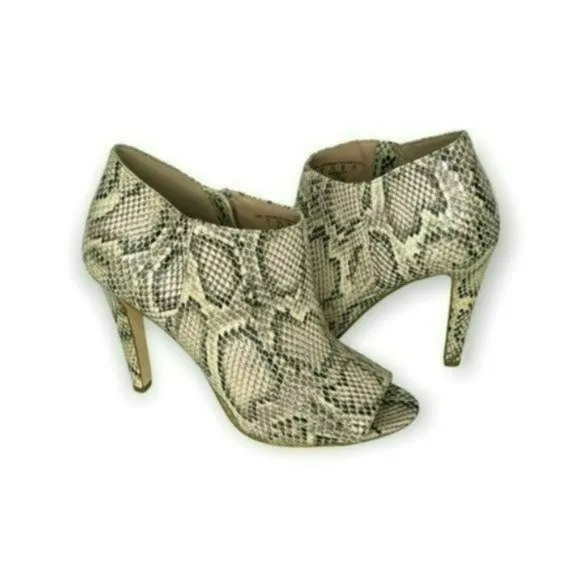 Charles Jourdan Retro Beige Paris Valentine Snakeskin Stiletto Boots Size 9