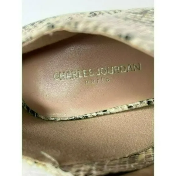Charles Jourdan Retro Beige Paris Valentine Snakeskin Stiletto Boots Size 9