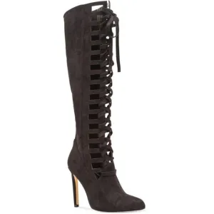 Chelsea &amp; Zoe Pauline Lace-Up Boots in Black Microfiber 10 New with Box Womens