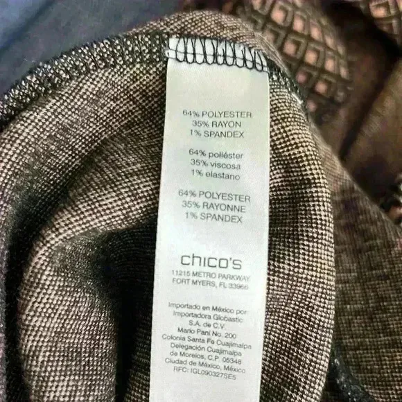 Chico’s black/brown sheath knit dress size 3 (XL)