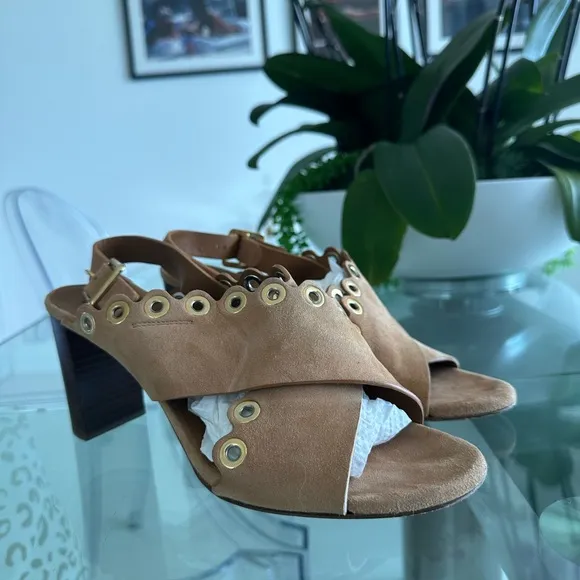 Chloe Eyelet Studded Suede Sandals