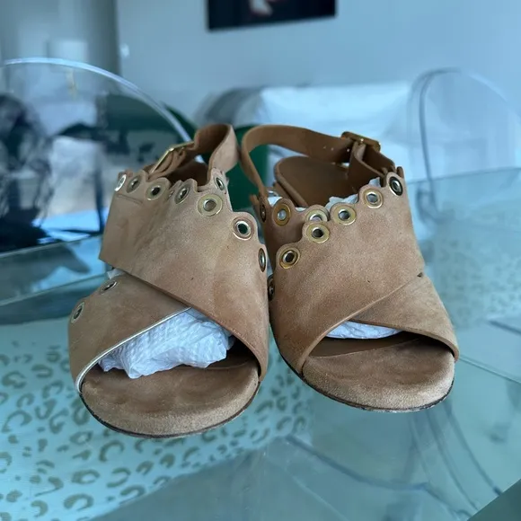 Chloe Eyelet Studded Suede Sandals