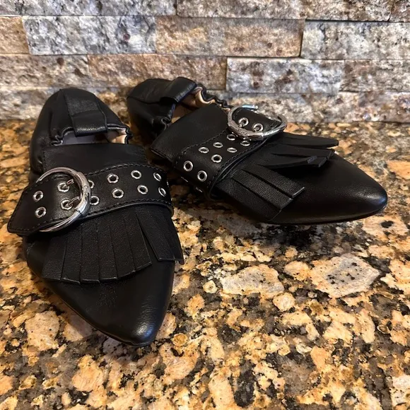 Chloe Roy belted ballet flats fringe Kiltie