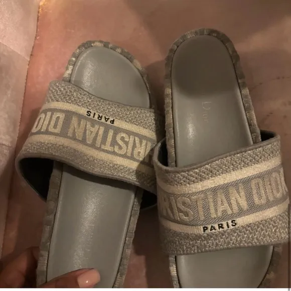 Christian Dior Gray Slide Sandals