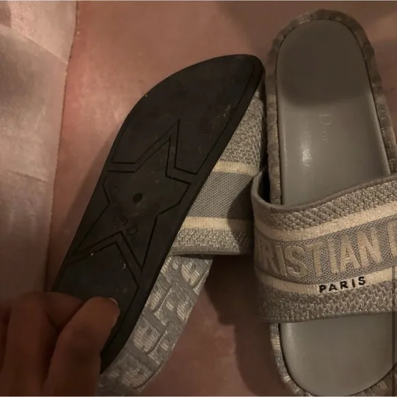 Christian Dior Gray Slide Sandals