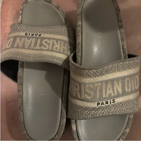 Christian Dior Gray Slide Sandals