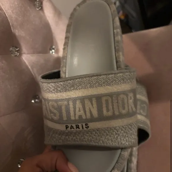 Christian Dior Gray Slide Sandals