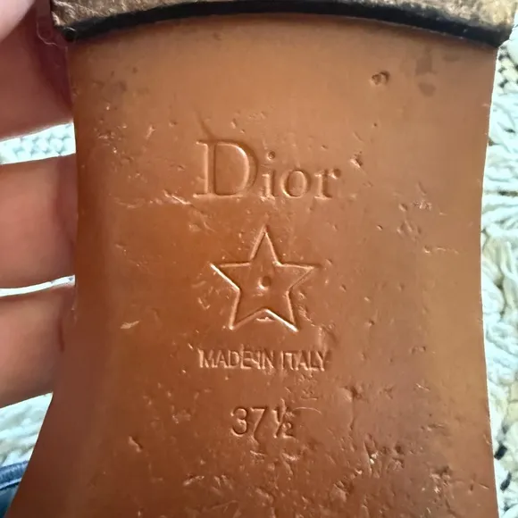 Christian Dior Navy and Tan Slide Sandals ☀️authentic☀️