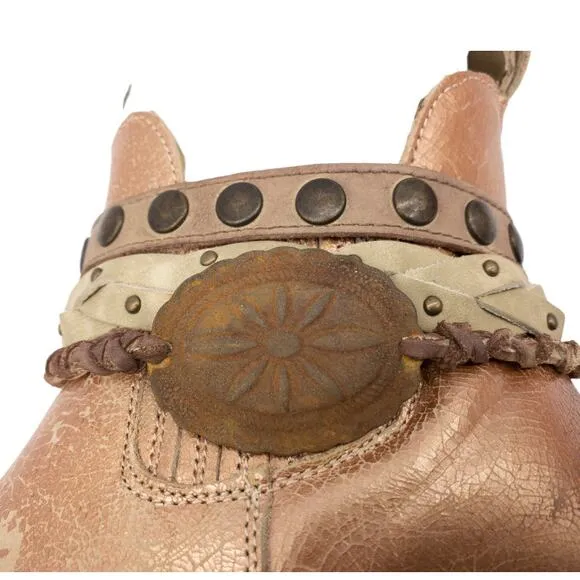 Circle G Western Women's Metallic Rose Gold Braided Harness Leather Ankle Boots