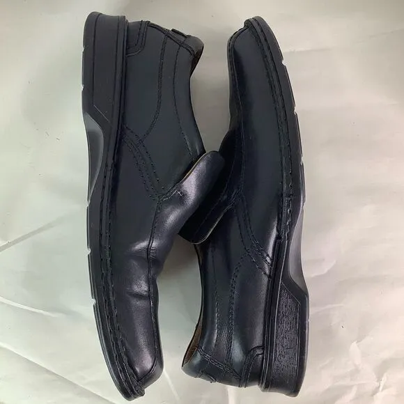 CLARKS COLLECTION Cushion Ortholite Black Leather Oxford Slip On Shoes Sz 11