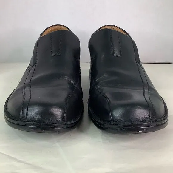 CLARKS COLLECTION Cushion Ortholite Black Leather Oxford Slip On Shoes Sz 11