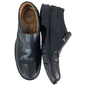 CLARKS COLLECTION Cushion Ortholite Black Leather Oxford Slip On Shoes Sz 11