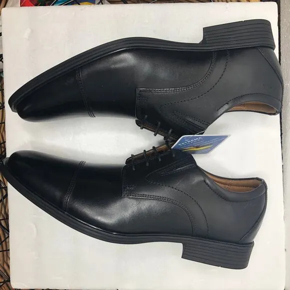 Clarks Mens Black Shoes Whiddon Cap Toe Oxford Lace Up 9.5 NEW