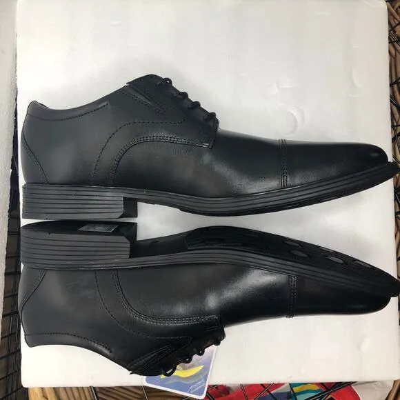 Clarks Mens Black Shoes Whiddon Cap Toe Oxford Lace Up 9.5 NEW