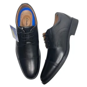 Clarks Mens Black Shoes Whiddon Cap Toe Oxford Lace Up 9.5 NEW