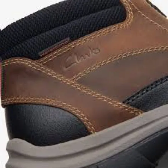 Clarks Men's Walpath Zip Waterproof Oxford Boot- Dark Tan Leather- 11M