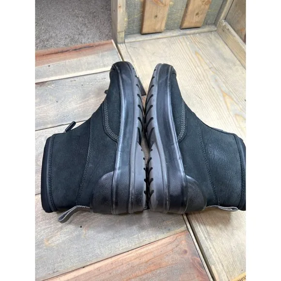 Clarks US9.5M Front Zip Womens Waterproof Ankle Boots Booties Black Leather