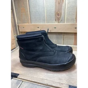 Clarks US9.5M Front Zip Womens Waterproof Ankle Boots Booties Black Leather