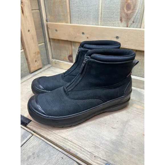 Clarks US9.5M Front Zip Womens Waterproof Ankle Boots Booties Black Leather