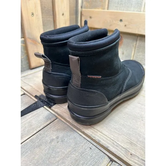 Clarks US9.5M Front Zip Womens Waterproof Ankle Boots Booties Black Leather