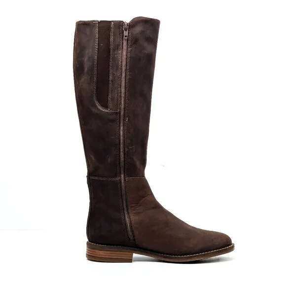 Clarks Women Camzin Branch Brown Leather Buckle Riding Fashion Knee Boots 6