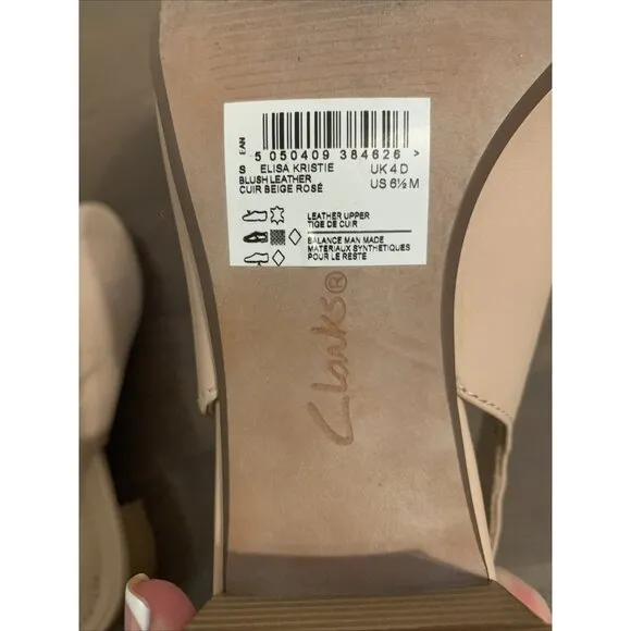 Clarks Women's Elisa Kristie Ankle Strap Heeled Sandal Blush Leather 6.5