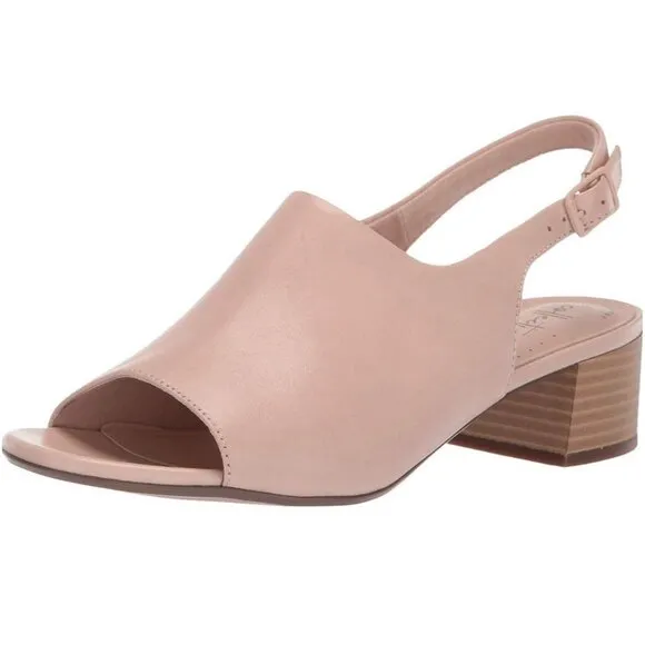 Clarks Women's Elisa Kristie Ankle Strap Heeled Sandal Blush Leather 6.5