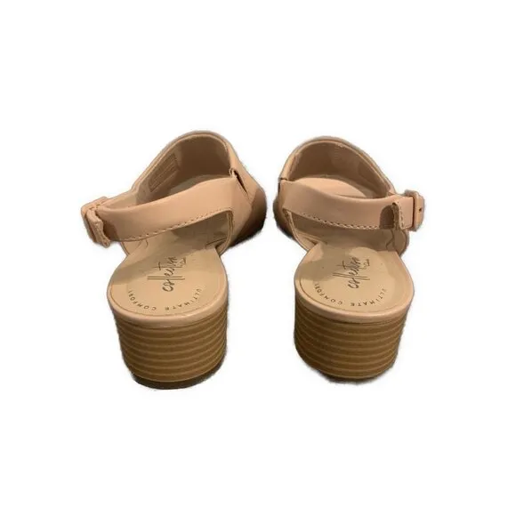 Clarks Women's Elisa Kristie Ankle Strap Heeled Sandal Blush Leather 6.5