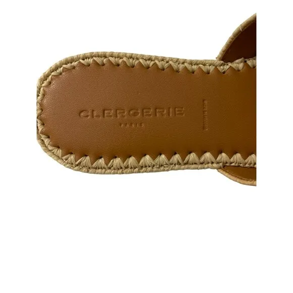 Clergerie Paris $375 Sandals Sz 37 7  INENI Raffia Naturel Flip Flops NEW
