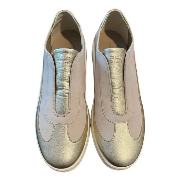 Cloud Footwear Slip-On Sneaker  EU 41 / US 9.5-10  Gold Leather  NWOB