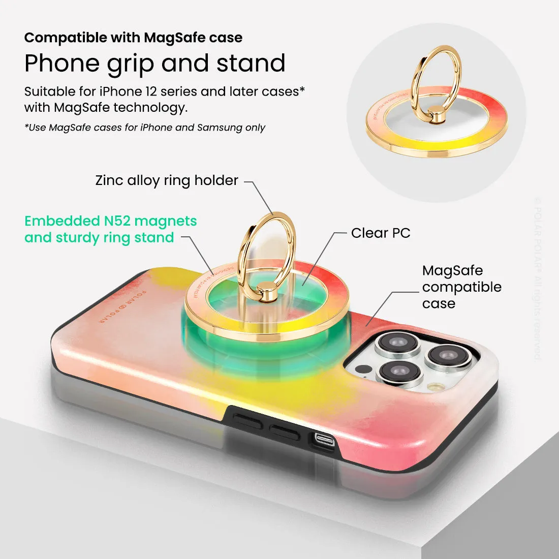 Clouds in Fall - Golden MagSafe Phone Grip and Ring Holder Stand