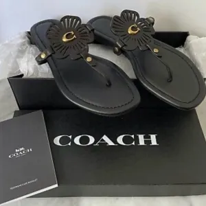Coach Black Floral Sandals