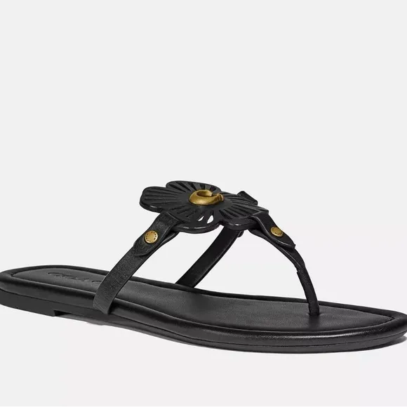 Coach Black Floral Sandals