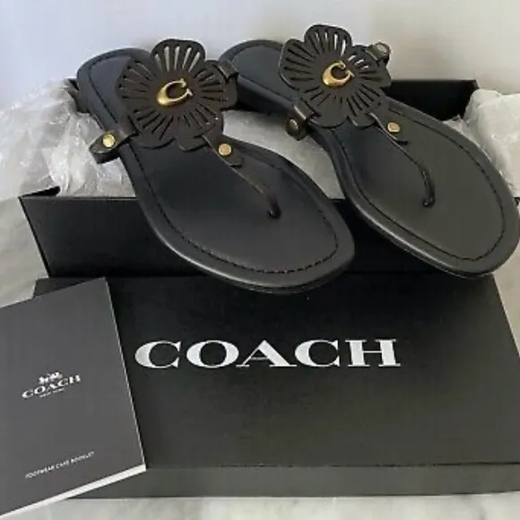 Coach Black Floral Sandals