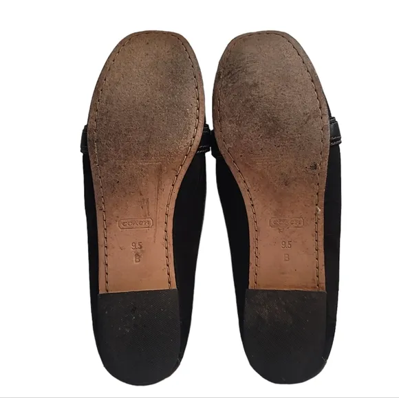 Coach black shoes classic traditional business casual slip on loafers womens 9.5