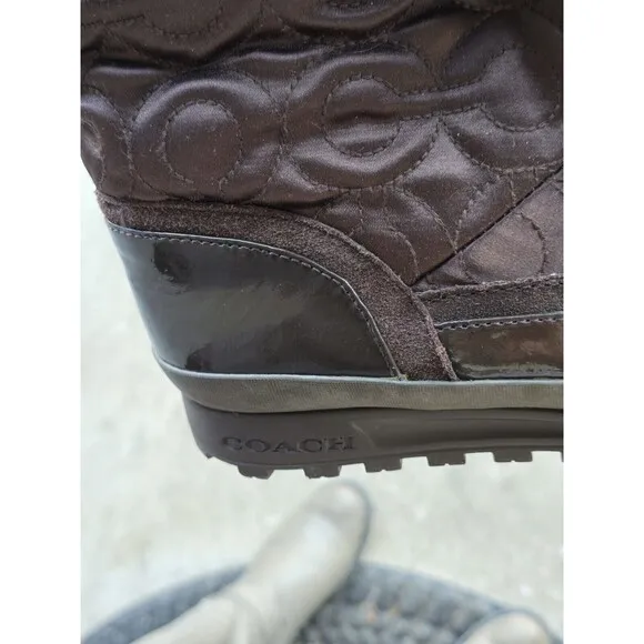 COACH Drexel A7274 Chocolate Brown Quilted Winter Boots Women's Size 9.5 B