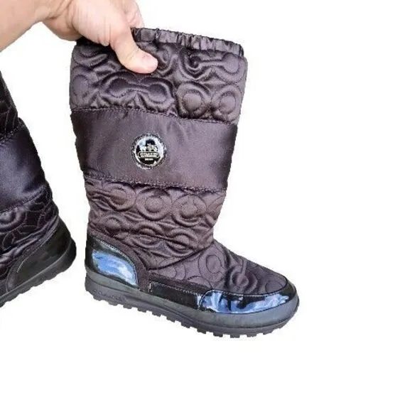 COACH Drexel A7274 Chocolate Brown Quilted Winter Boots Women's Size 9.5 B